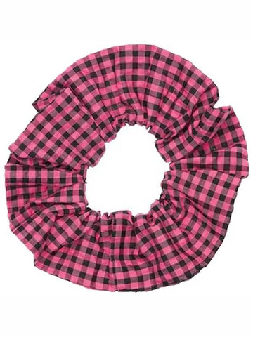 Printed Check Organic Cotton Overprint Scrunchie - GANNI - BALAAN 1