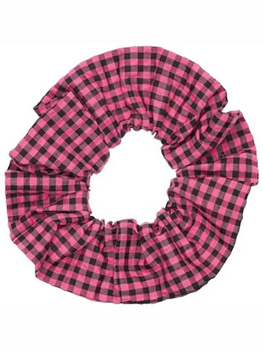 Print Check Organic Cotton Overprint Scrunchie A3943 6455 530 - GANNI - BALAAN 1