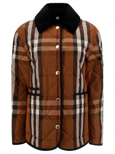 Women's Check Diamond Quilted Jacket Brown - BURBERRY - BALAAN 1