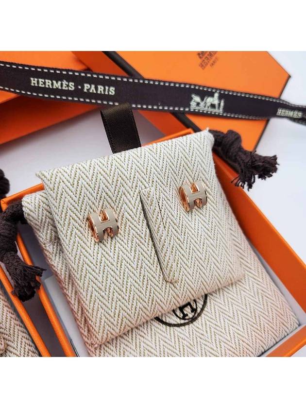 Mini Pop-Ache H Earrings Rose Gold Marron Glacec - HERMES - BALAAN 6