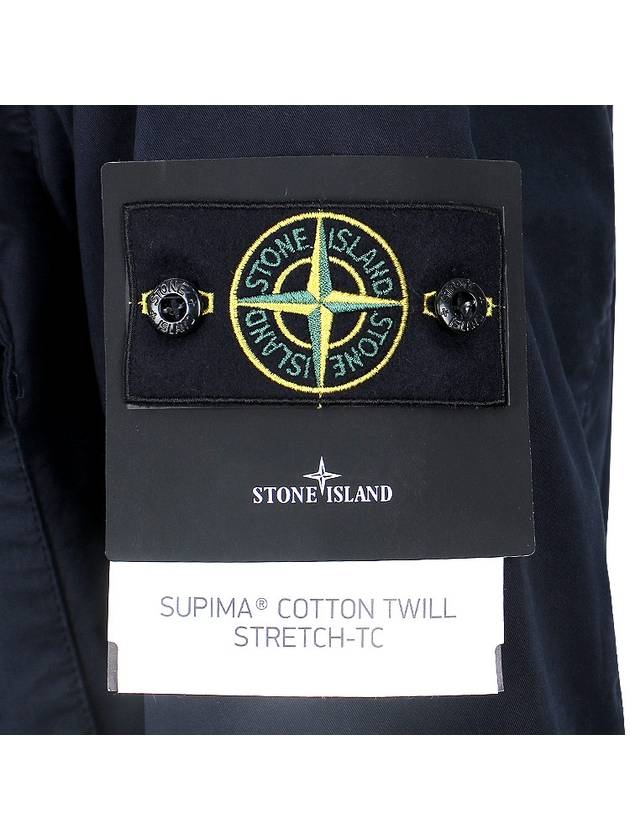 Cotton Twill Stretch Hooded Jacket Navy - STONE ISLAND - BALAAN 7