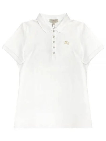 Gold Logo Short Sleeve Polo Shirt White - BURBERRY - BALAAN 2