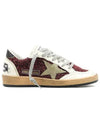 Ball Star Bordeaux Glitter Low Top Sneakers Red - GOLDEN GOOSE - BALAAN 2