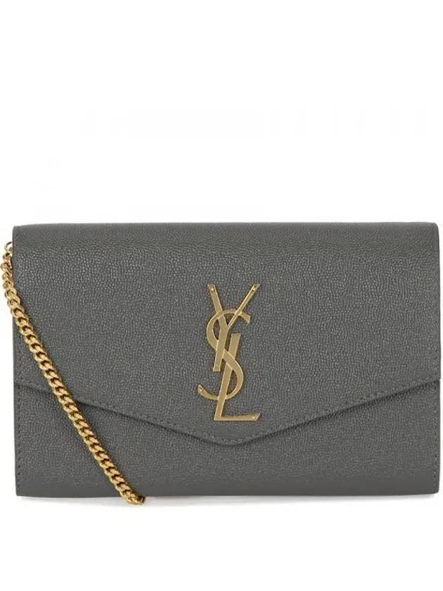 Monogram Uptown Chain Embossed Leather Long Wallet Storm Gold - SAINT LAURENT - BALAAN 2