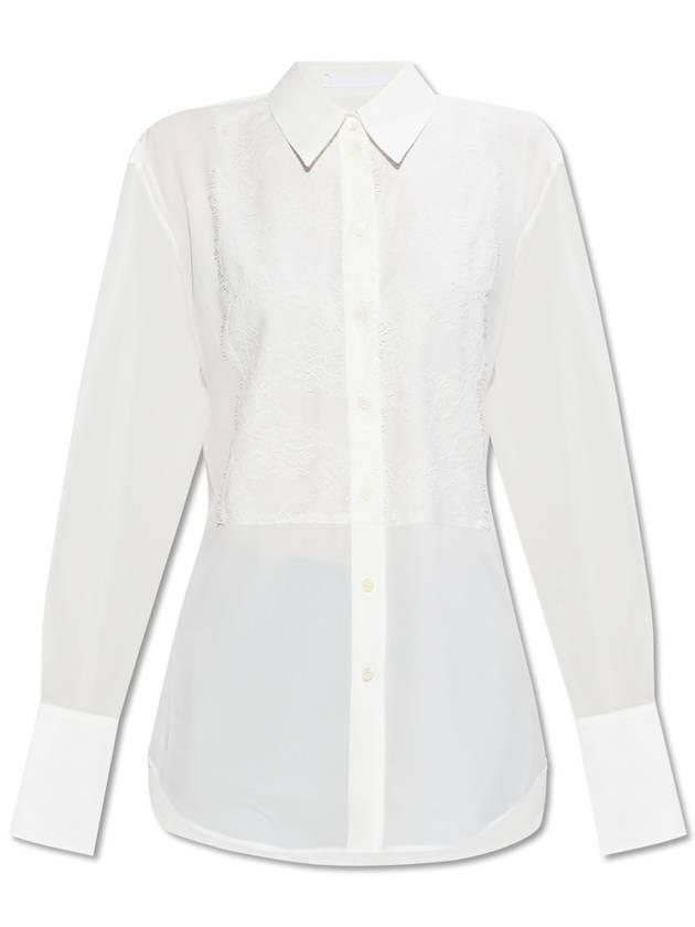 Helmut Lang Shirt With Lace Insert At The Front, Women's, White - HELMUT LANG - BALAAN 1