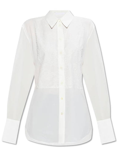 Helmut Lang Shirt With Lace Insert At The Front, Women's, White - HELMUT LANG - BALAAN 1