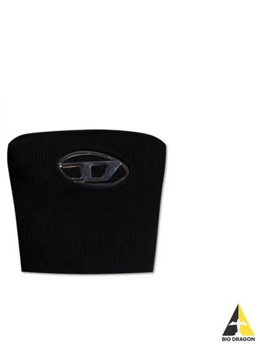 Women's D Logo Knit Crop Sleeveless Black - DIESEL - BALAAN 2