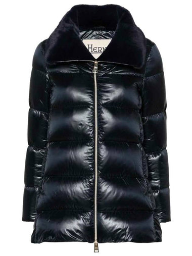 Faux Fur Collar Padding Navy - HERNO - BALAAN 1