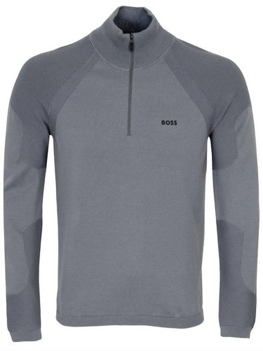 Logo detail cotton blend zip neck sweater - HUGO BOSS - BALAAN 1