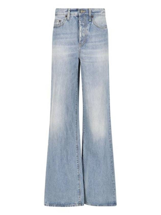 Denim Cotton Bootcut Jeans Blue - SAINT LAURENT - BALAAN 1