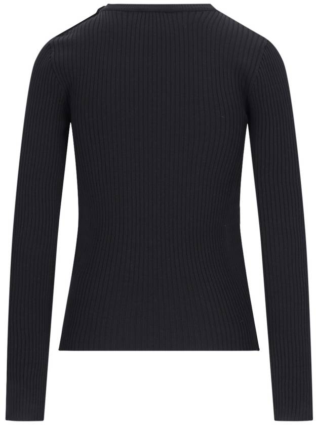 Shoulder Snap Rib Knit Top Black - COURREGES - BALAAN 3