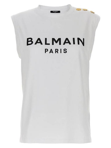 logo print sleeveless white - BALMAIN - BALAAN 1