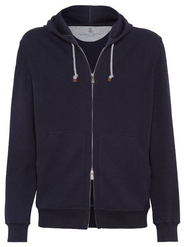 Tech Cotton Zip-Up Hoodie Navy - BRUNELLO CUCINELLI - BALAAN 2