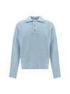 Pullover Knit Polo Shirt Blue - AMI - BALAAN 2