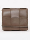 Cassette Tri-Fold Zipper Small Half Wallet Taupe Grey - BOTTEGA VENETA - BALAAN 2