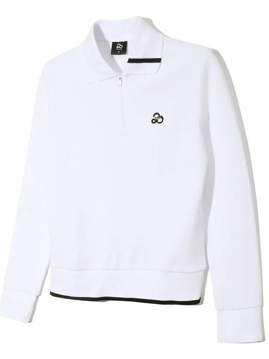 YOKO Collar Neck Half Zip Up Long Sleeve Sweatshirt WHITE - 20THHOLE - BALAAN 1