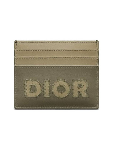 Logo Smooth Leather Card Wallet Khaki Green - DIOR - BALAAN 1