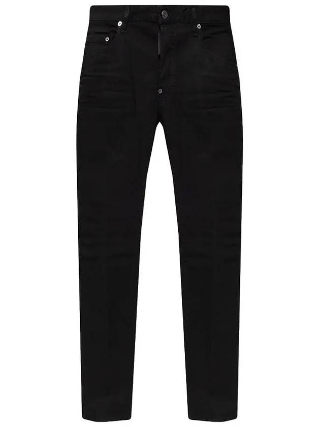 Skater Logo Patch Straight Jeans Black - DSQUARED2 - BALAAN 3