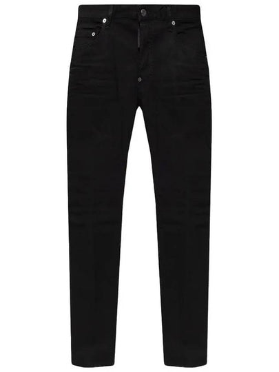 Skater Logo Patch Straight Jeans Black - DSQUARED2 - BALAAN 2