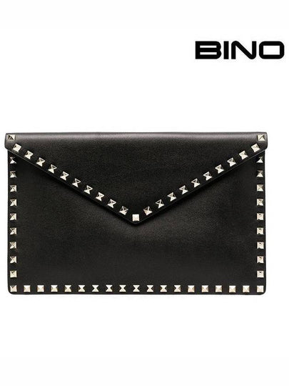 Envelope Rockstud Clutch Bag Black - VALENTINO - BALAAN 2