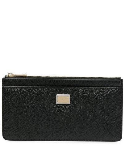 Logo Patch Zipper Long Wallet Black - DOLCE&GABBANA - BALAAN 2