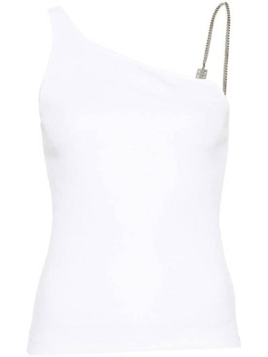 Chain Detail Asymmetric Cotton Sleeveless White - GIVENCHY - BALAAN 1