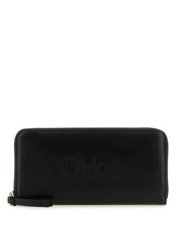 Logo Zipper Around Long Wallet Black - CHLOE - BALAAN 1