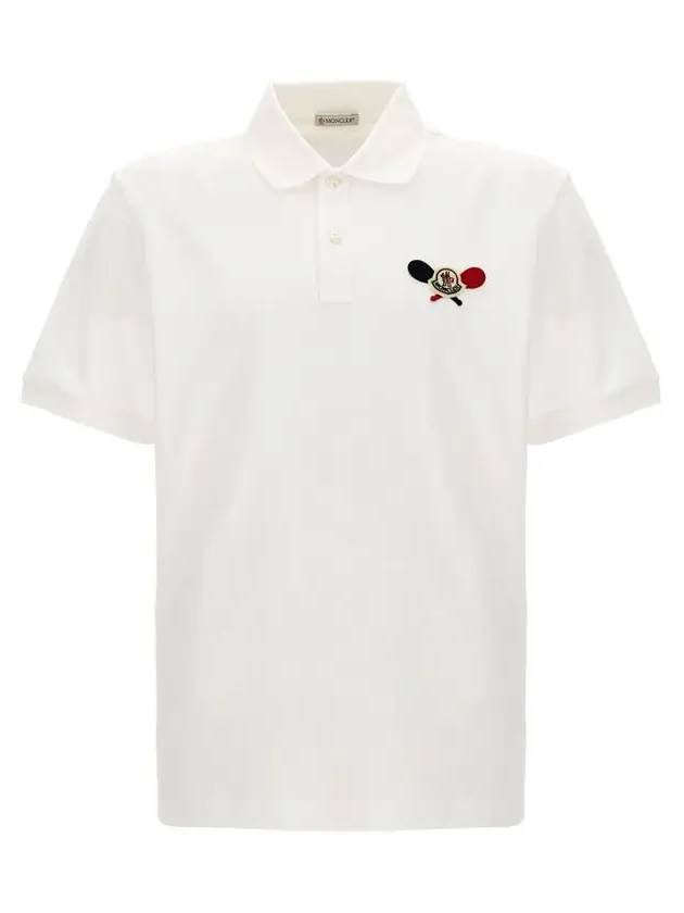 Tennis Logo Patch Polo Shirt White - MONCLER - BALAAN 3