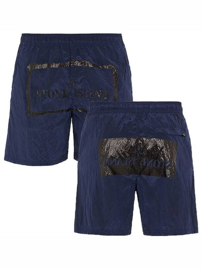 Box Logo Swim Shorts Blue Navy - STONE ISLAND - BALAAN 2