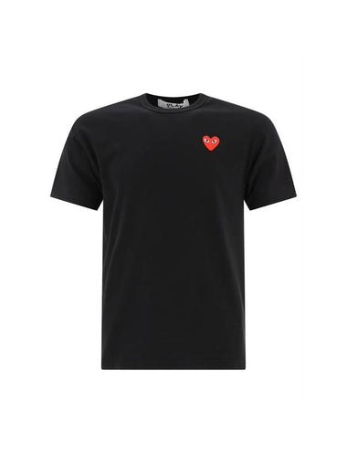 Play Red Heart Waffen Short Sleeve T-Shirt Black P1 T108 1 - COMME DES GARCONS PLAY - BALAAN 1