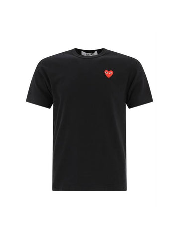 Play Red Heart Waffen Short Sleeve T-Shirt Black P1 T108 1 - COMME DES GARCONS PLAY - BALAAN 1