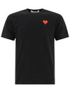 Play Red Heart Waffen Short Sleeve T-Shirt Black P1 T108 1 - COMME DES GARCONS - BALAAN.