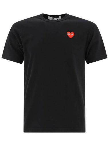 Play Red Heart Waffen Short Sleeve T-Shirt Black P1 T108 1 - COMME DES GARCONS - BALAAN.