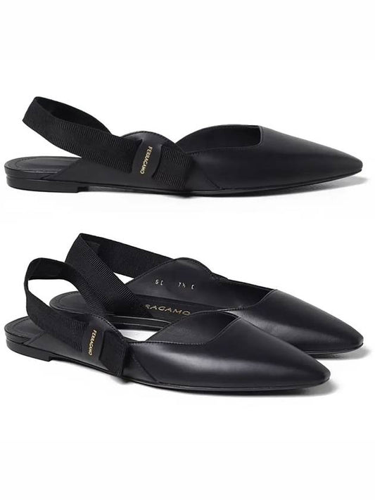 Leather Slingback Flat Black - SALVATORE FERRAGAMO - BALAAN 2