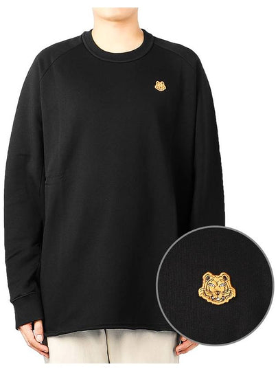 Tiger Patch Cotton Sweatshirt Black - KENZO - BALAAN 2