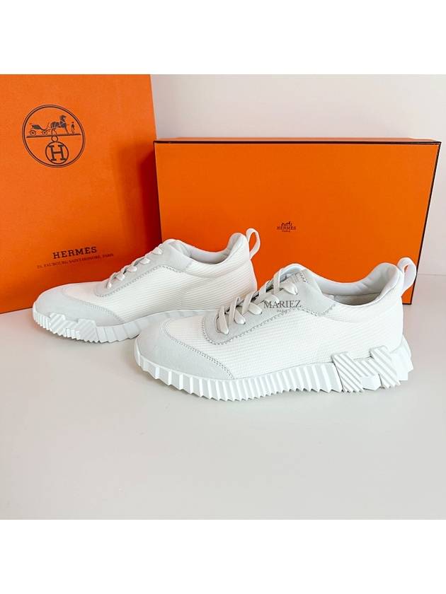 Bouncing Sneakers Mesh Suede Goatskin Blanc - HERMES - BALAAN 3