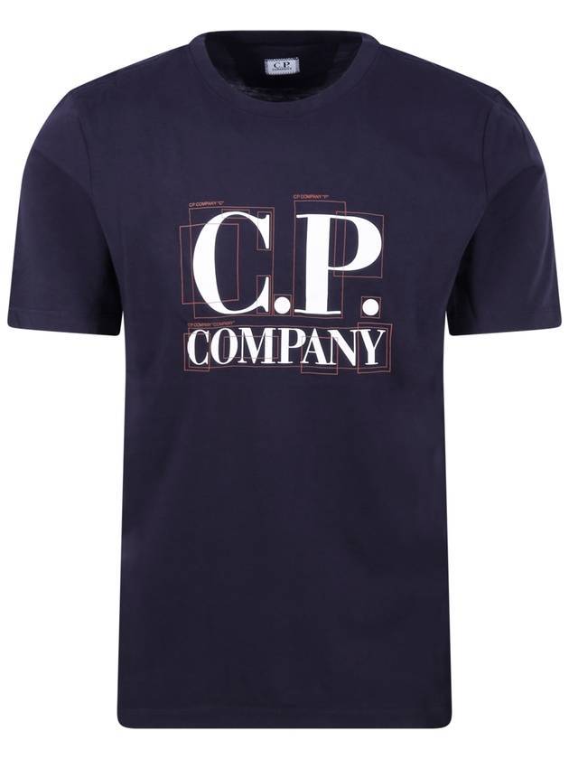 Graphic Logo Print Short Sleeve T-Shirt Navy - CP COMPANY - BALAAN 1