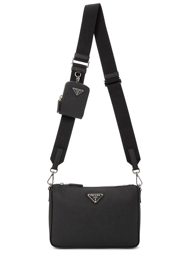 Triangle Logo Saffiano Leather Cross Bag Black - PRADA - BALAAN 8