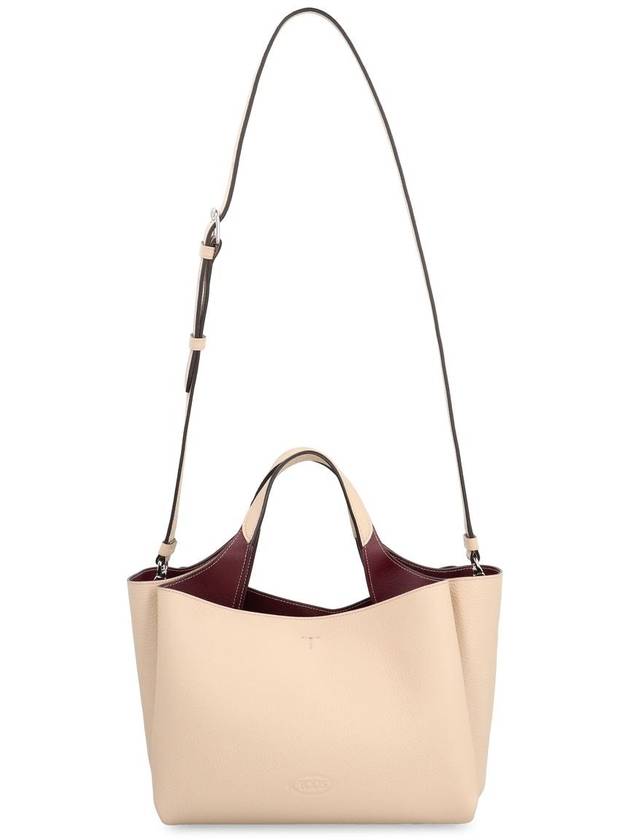 T Timeless Leather Small Tote Bag Beige - TOD'S - BALAAN 6