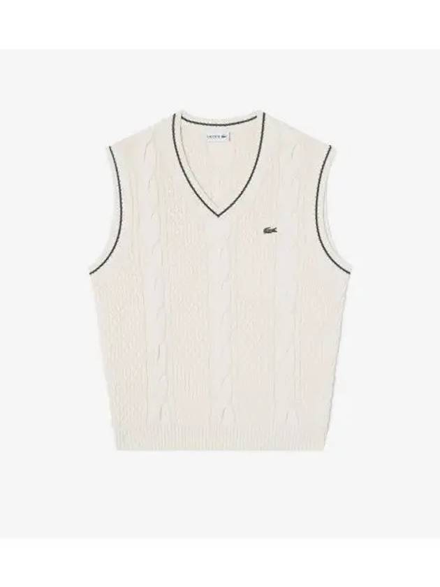 Men s Tipping Point Cable Vest OFFWHITE Off White - LACOSTE - BALAAN 1