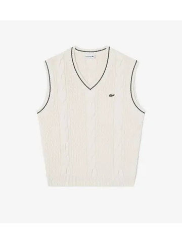 Men s Tipping Point Cable Vest OFFWHITE Off White - LACOSTE - BALAAN 1