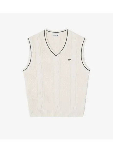 Men s Tipping Point Cable Vest OFFWHITE Off White - LACOSTE - BALAAN 1