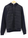 Men's Quilted Knit Down Hooded Jacket Navy - HERNO - BALAAN.