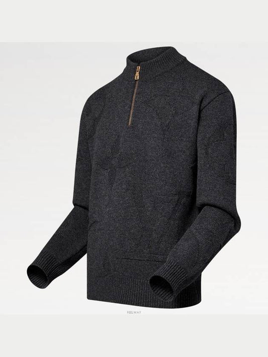 1AFXY7 Monogram Jacquard Wool Half Zipper Pullover - LOUIS VUITTON - BALAAN 2