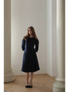 Caisienne wedding guest look jacquard H line midi dress navy blue - CAHIERS - BALAAN 3