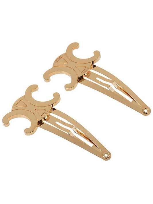 Triomphe Snap Brass Steel Hair Clip Gold Set Of 2 - CELINE - BALAAN 2