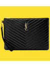 Gold Monogram Matelasse Clutch Bag Black - SAINT LAURENT - BALAAN 9