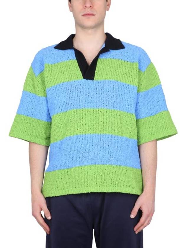 Polo Knit Short Sleeve T-Shirt Azure Green - SUNNEI - BALAAN 1