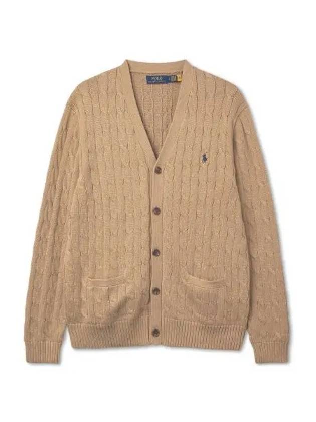 Cable knit cotton cardigan brown - POLO RALPH LAUREN - BALAAN 1