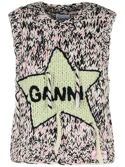 Logo Graphic Knit Vest Chalk Pink - GANNI - BALAAN 2